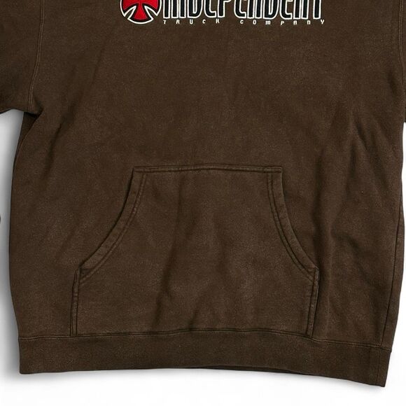 Y2K Independent Truck Co Brown Embroidered Hoodie M/L Skater Grunge - Picture 5 of 12